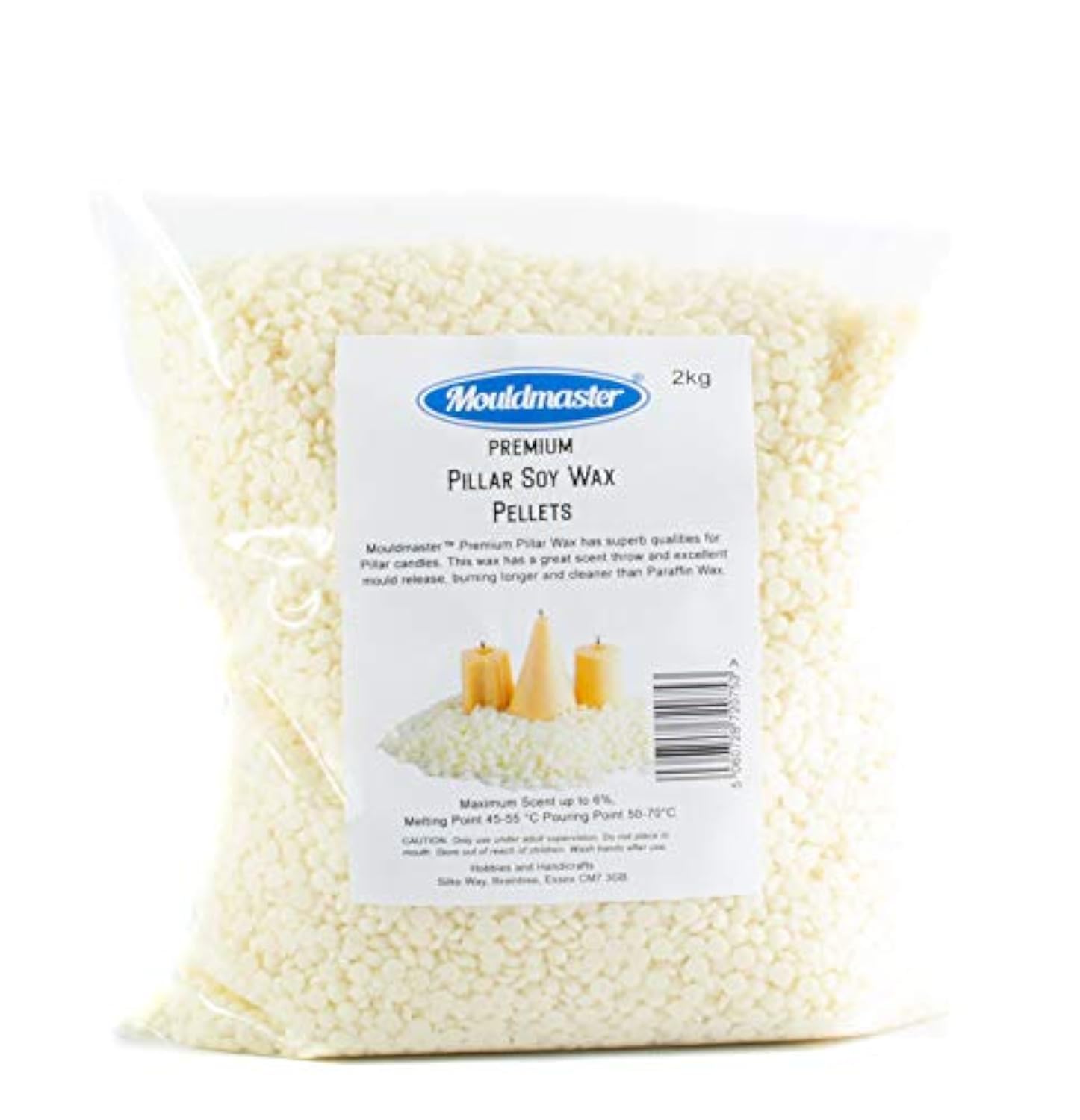 Mouldmaster Premium Pillar Soy Wax Pellets 2 KG, White/Cream, 2Kg, MP09