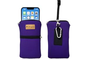 Tainada Men Women Phone Neoprene Shockproof Zipper Sleeve Case Bag Pouch with Clip, Neck Lanyard, Belt Loop Holster for iPhone 16/15 Pro Max, 16/15 Plus, 16e ; Samsung S25+, S24, Z Fold7, 6 (Purple)