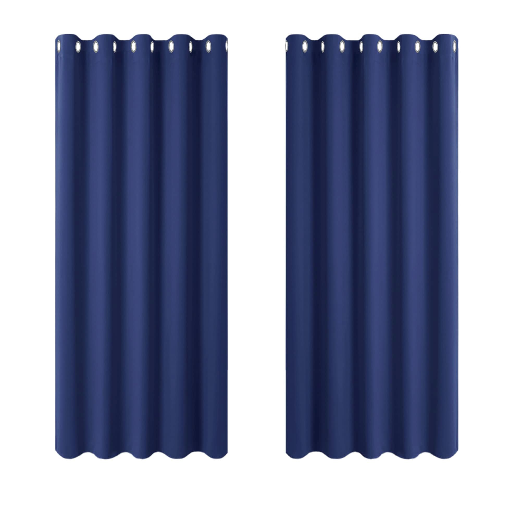 PONY DANCE Blue Curtains with Eyelet - Short Blackout Thermal Bedroom Curtains & Drapes for Room Darken & Sunlight Blocking & Noise Reducing Panels for Boys' Room, 2 Pieces, W 66" x L 54"