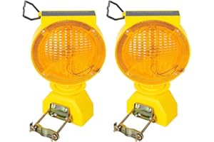 NPKRRSK Solar Industrial Warning Lights, Waterproof Rechargeable Safety Barricade Warning Lights, Traffic Signal Flashing 2 Sided Visibility Amber LED for Road Construction and Emergency（2 PCS） (Yellow)