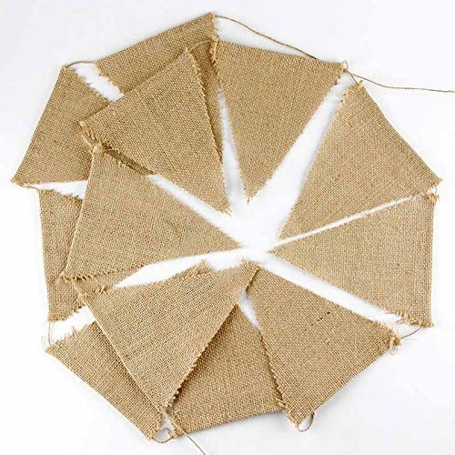 G2PLUS 4M Hessian Burlap Bunting, 12PCS Rustic Linen Bunting Flags, Outdoor Linen Burlap Banner - Image 3
