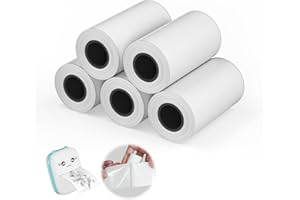 PAPRMA 57x30mm Thermal Sticker Paper for Mini Pocket Printer, 5 Rolls White Self-Adhesive Thermal Paper Compatible with All 5