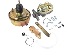 TEKKOAUTO 7" Single Zinc Power Brake Booster and 1" Master Cylinder Disc Drum Valve Kit
