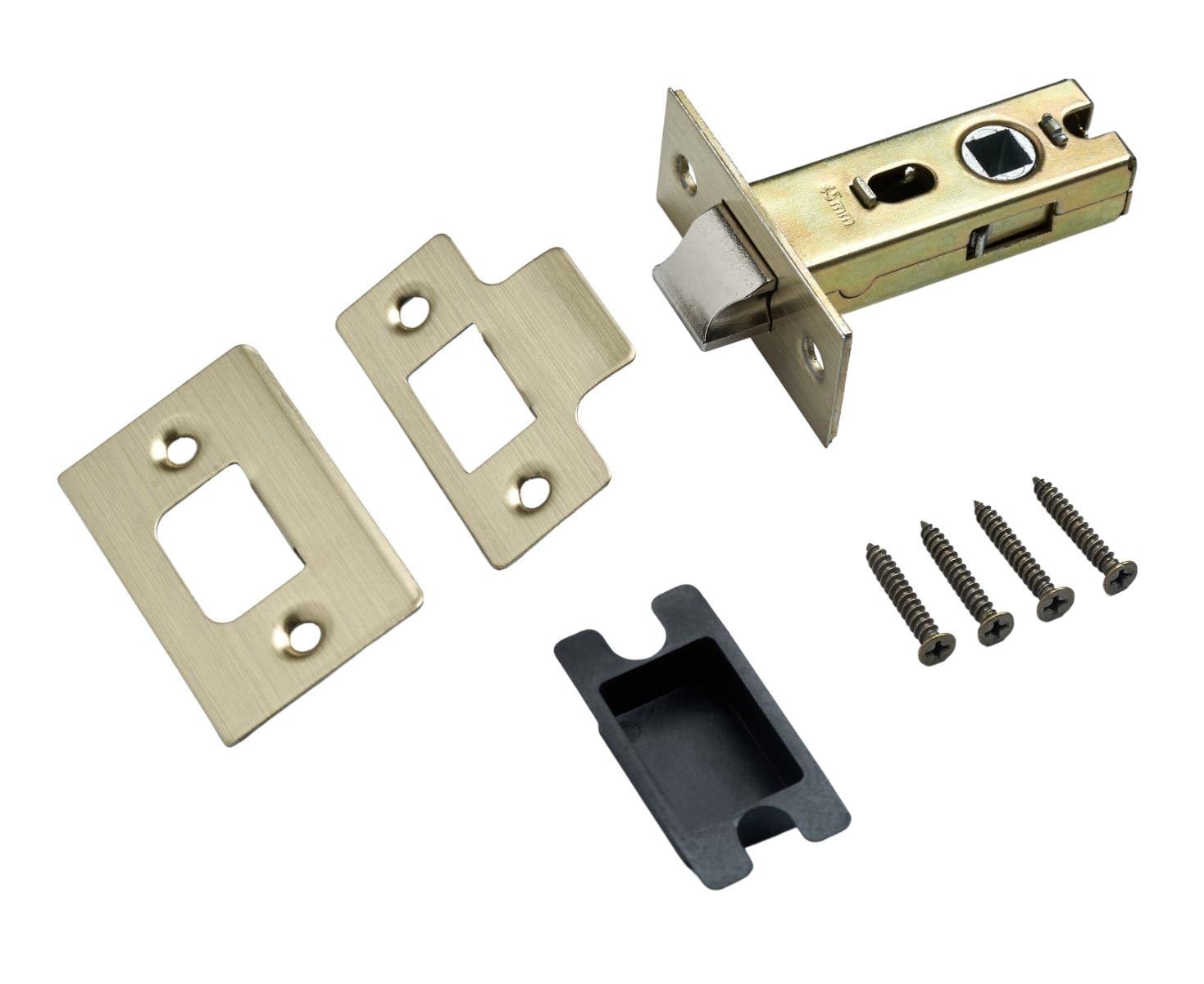 Designer Levers - Bolt Through Tubular Latch 64mm Case - 45mm Backset - Antique Brass