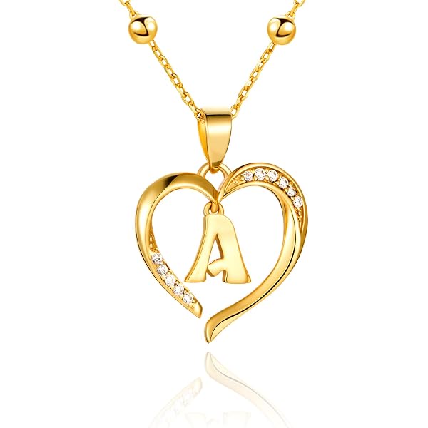 Amazon.com: Cicy Bell Womens Heart Initial Necklace 18k Gold