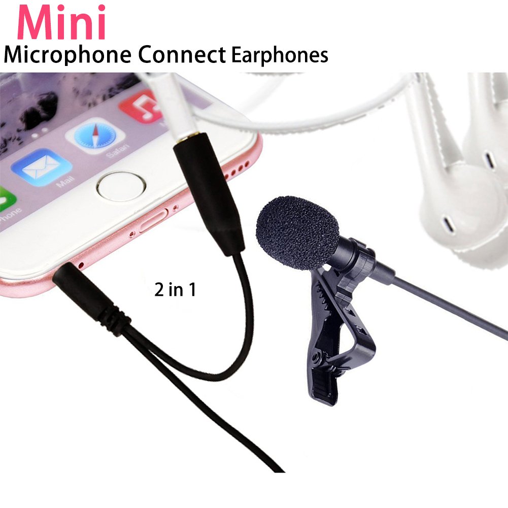KAMLE Professional Design Lavalier Microphone with Connect Headset & Omnidirectional Mic for iPhone Android & ALL Smartphones,PC,Laptop,Youtube,Interview,Studio,Video Recording,Noise Cancelling Mic