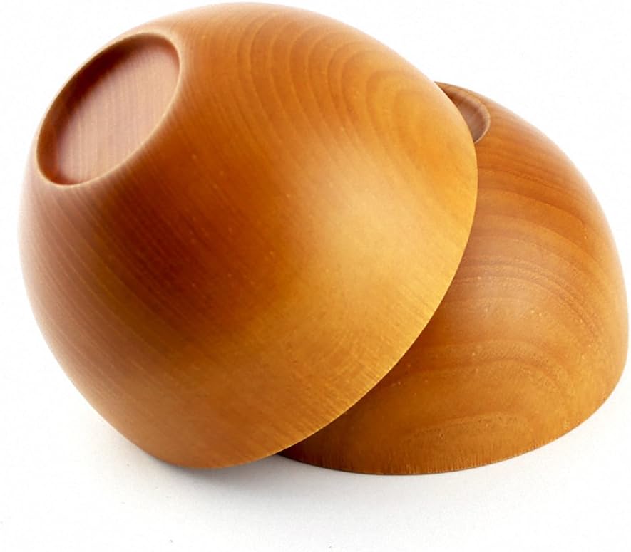 Kids Baby Wooden Bowls Set of 2 Small for Salad Soup Rice Japanese Style Drop Resistance Lightness Healthier Serving Bow