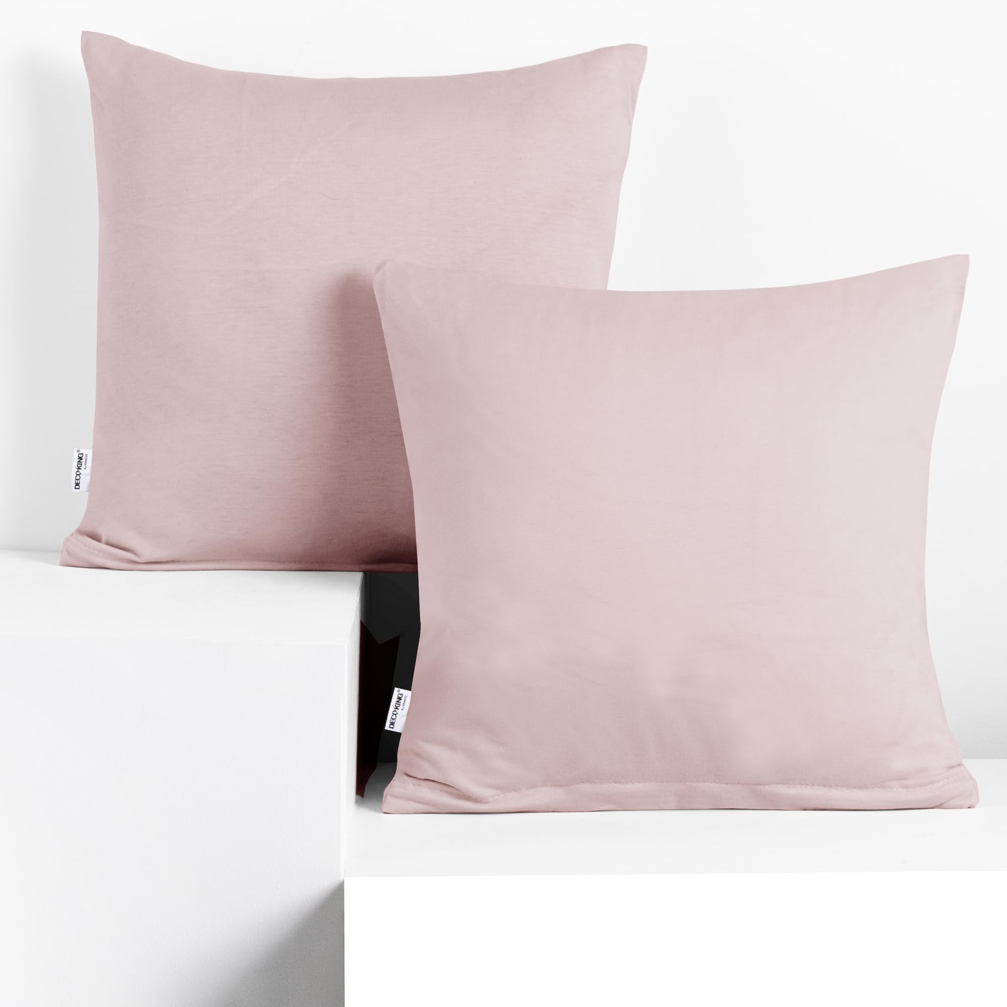 DecoKing 2 Pillowcases 80 x 80 cm Jersey 100% Combed Cotton Zip Purple Amber