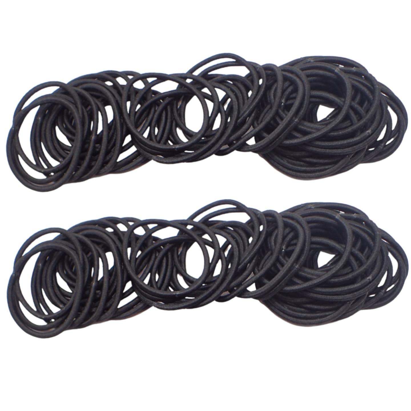 Topkids Accessories 100pcs Hair Bands Hair Ties Hair Tye Hair Elastic Hair Ties Thin Hair Ties Thick Hair Elastics Hair Bobbles Ponytail Holders Hair Bobbles For Women, Ladies, Girls (3mm, Black)