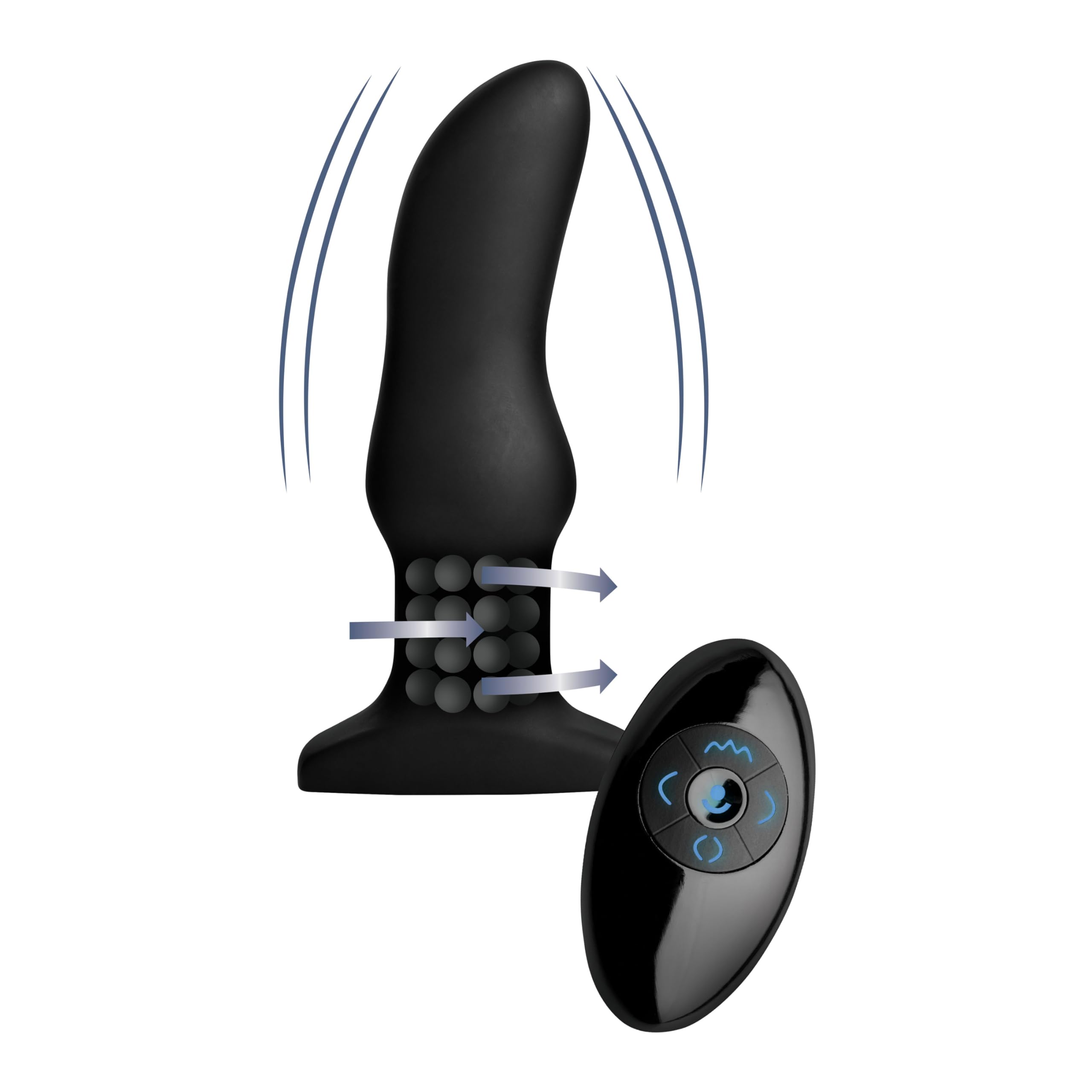 Rimmers Curved Rimming Plug with Remote, Model M, Black | Butt Plug with Rotating Beads in The Shaft Designed to Stimulate, for Men and Women | Made with Premium, Body Safe Silicone