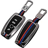OLLEN Heavy Metal Key Fob Cover Case, Fit for BMW 1 3 4 5 6 7 Series X3 X4 M5 M6 GT Series etc, Zinc Alloy Full Protection Key Fob Shell Case, Square Shape, Gunmetal (1 Pcs)