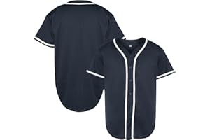 TKJPYWYH Blank Baseball Jersey Button Down Shirts,Men's Hip Hop Plain Short Sleeve Sports T Shirts S-3XL