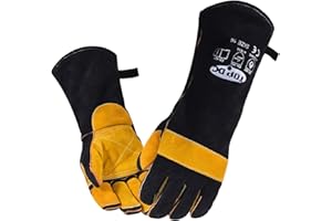 TOPDC Welding Gloves 16 Inches 932℉ Fire/Heat Resistant Leather Welding Gloves For Mig, Tig, Stick, Forge, BBQ, Grill, Fireplace, Wood Stove, Furnace, Oven, Animal Handling for Safe, Loving Pet Care