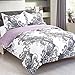 C.CTN Aulic-style Printing Microfiber Reversible 3 Pieces Duvet Cover Set with Hidden Zipper(Full/Queen Black)