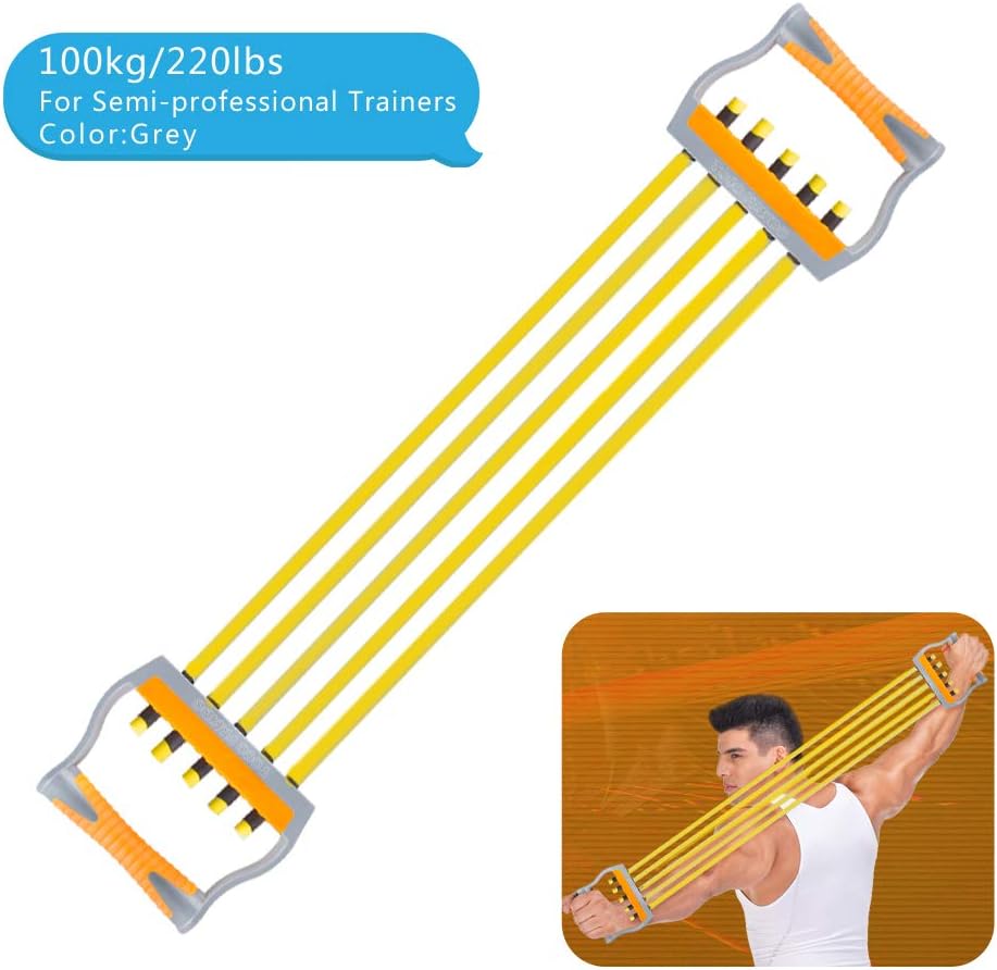 TOCO FREIDO Chest Expander, 5 Tubes Ajustable Arm Strength Trainer, Exercise Resistance Bands for Home Fitness Muscle Training (50lbs) : Sports & Outdoors