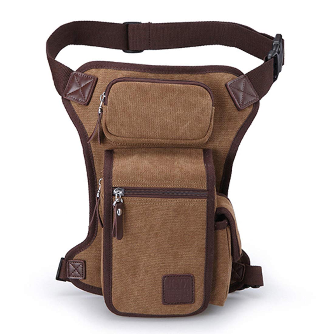 Outdoor Waist Pack Canvas Drop Leg Bag for Men Women Travel Tactical Motorcycle Bike Cycling Hiking Camping Thigh Hip Pouch Casual Sling Daypack (Brown)