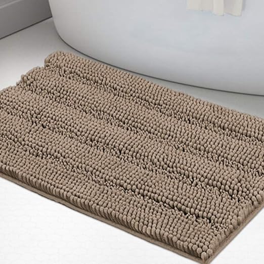 Amazon Com Chenille Bathroom Rugs Bath Bath Mats For Bathroom Shaggy Rugs For Bedroom Chenille Bath Rugs 1 Piece Non Slip Super Absorbent Washable Bath Mat 20 X 32 Taupe Brown Home Kitchen