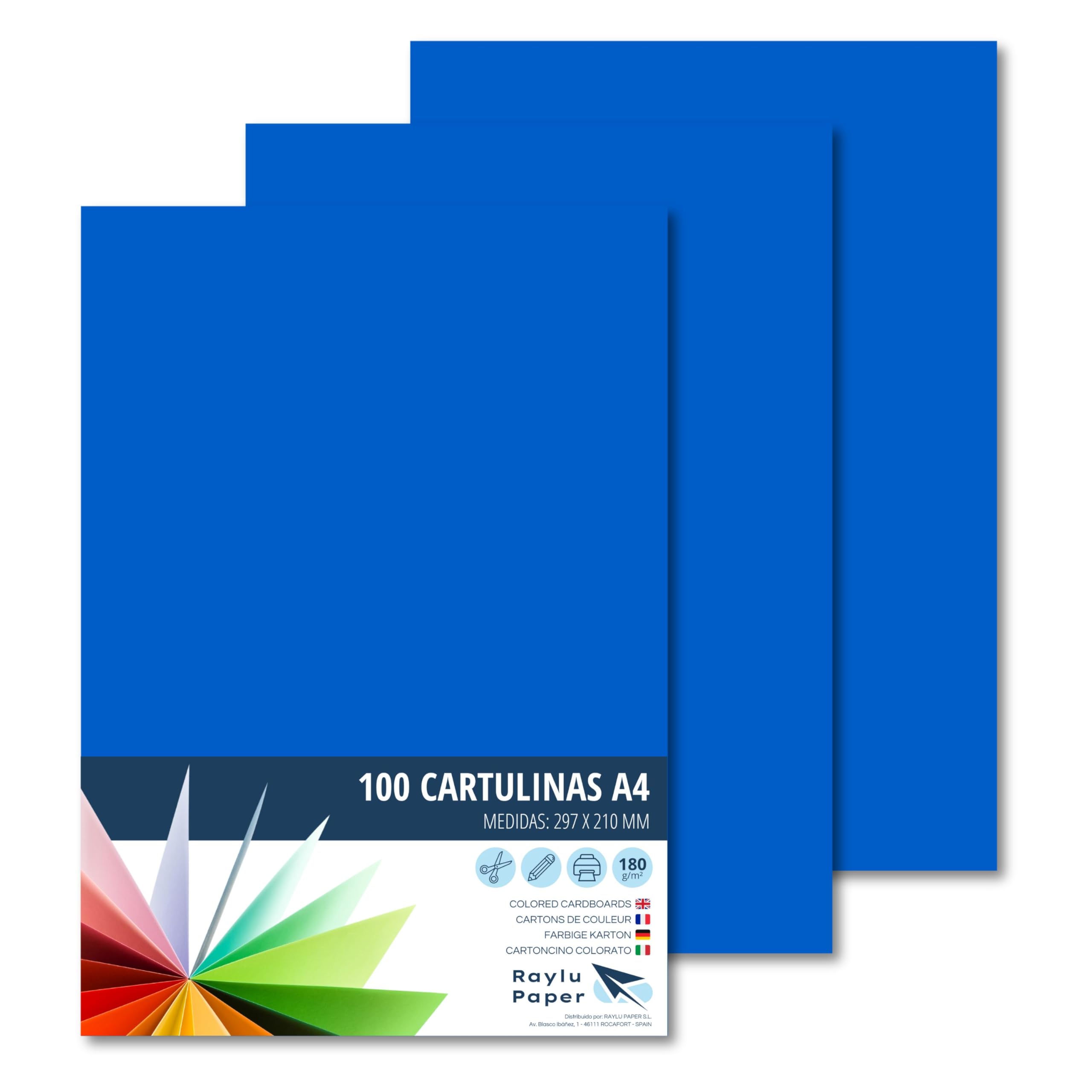 Raylu Paper® A4 100 Pieces Navy Blue 180g 210x297mm Ideal for Binding, Office Work, Drawing, Crafts Suitable for School Use (Navy Blue)