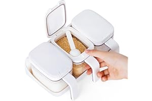 LivLab Mker seasoning containers,condiment containers with lids and spoon,visible PET spice containers,Set of 3 for kitchen organizers and storage,420ml clear