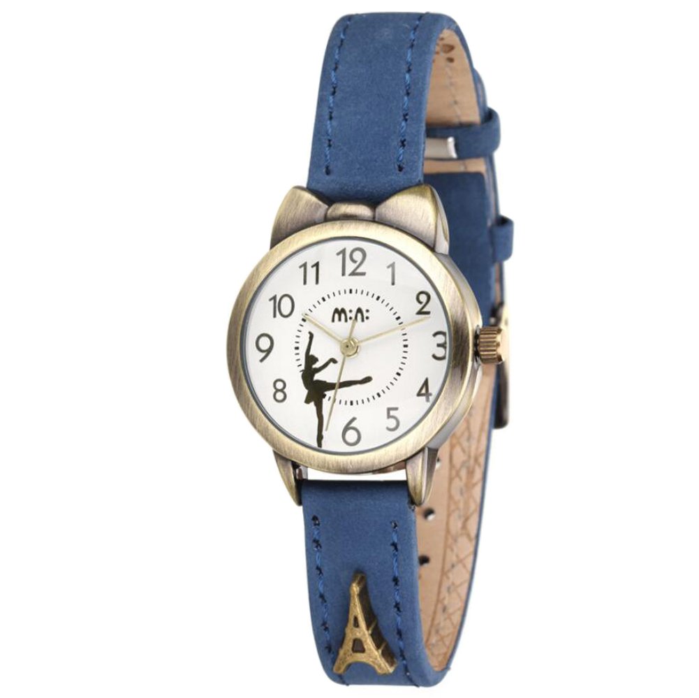 DREAMING Q&P Fq-234 Cute Girl's Women's Analog Dress Wrist Watches,Ballet Dancer Series,Blue Soft Leather Strap