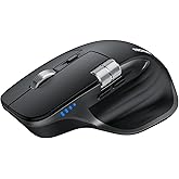 TECKNET Wireless Mouse, Bluetooth Mouse (BT5.3/5.0 & 2.4G) Rechargeable Ergonomic Optical Mouse with 6 Adjustable DPI, Side Scroll, Quiet Clicks, USB A Receiver, 7 Buttons, Wide Compatibility - Black