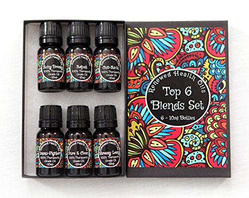Renewed Health Oils Organic Top 6 Essential Oil Blends Set, 10ml