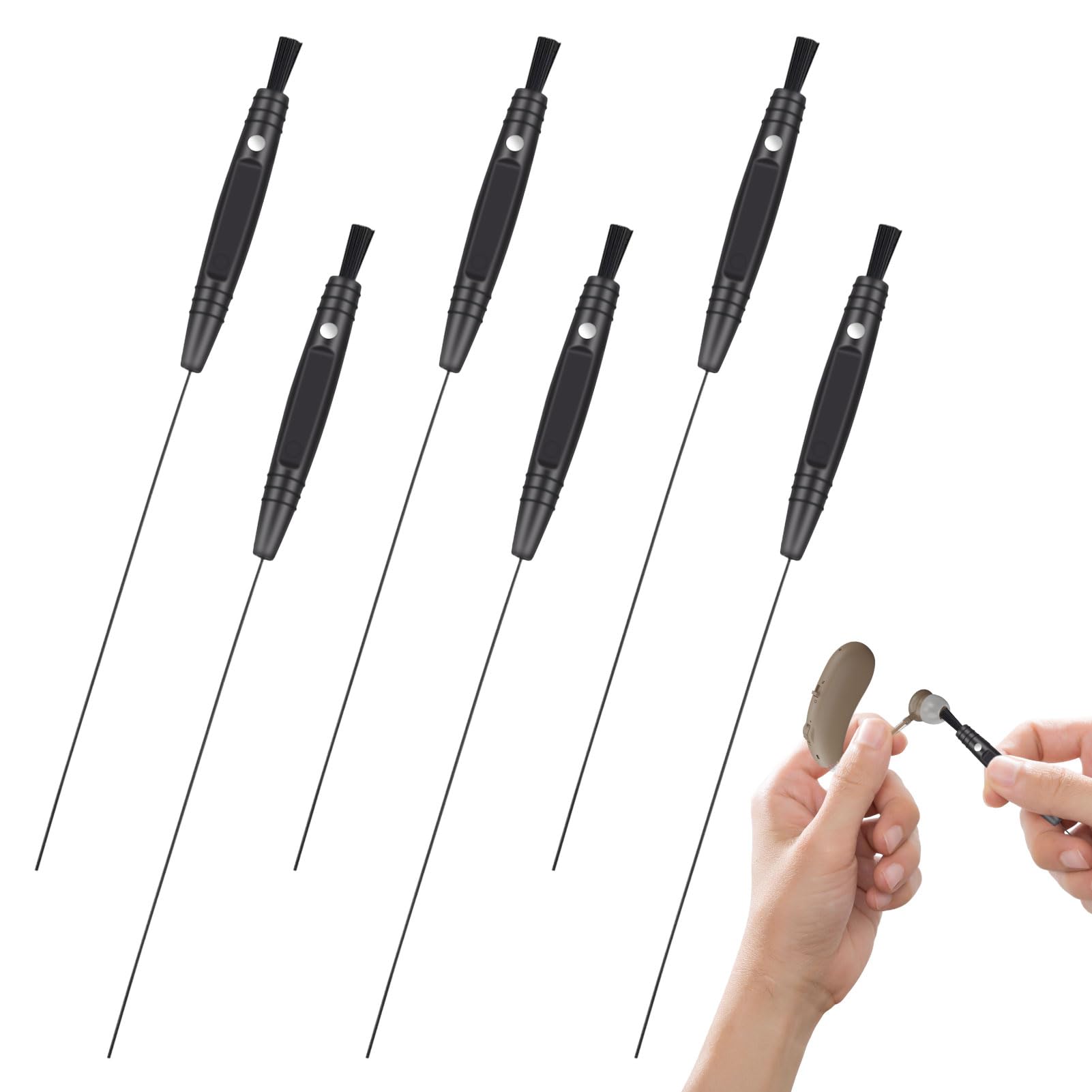 Hearing Aid Cleaning Wire,6PCS Hearing Aid Cleaning Kits,Reusable Hearing Aid Cleaning Kit,Multifunctional Hearing Aid Cleaner for Sound Tubes