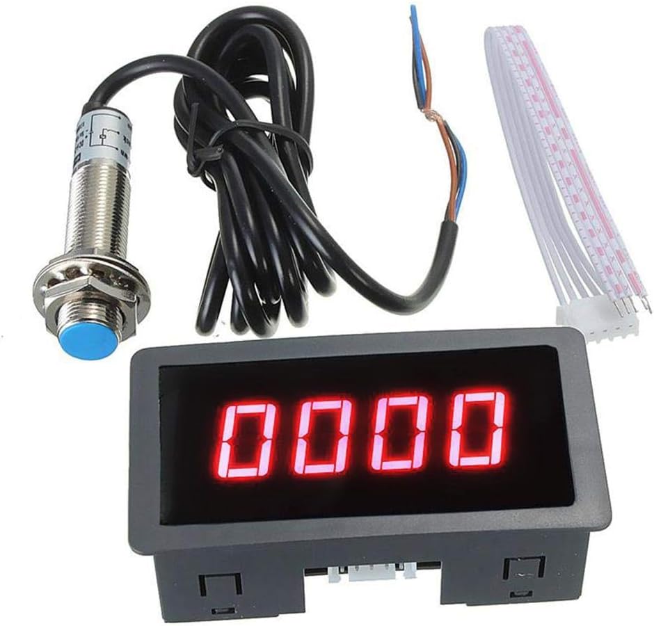 Niome Red 4 Digital LED Tachometer RPM Speed Meter+NPN Hall Proximity Switch Sensor