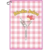 Juoqg Birdie Juice Pink Golf Towel, Funny Birdie Golf Bag Towel with Clip, Golfing Accessories for Women, Sport Towels for Player, Golfing Gifts for Daughter Sister, Birthday Gifts for Golfer Friend