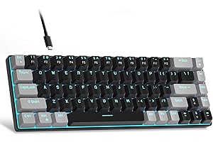 MageGee Portable 60% Mechanical Gaming Keyboard, MK-Box LED Backlit Compact 68 Keys Mini Wired Office Keyboard with Red Switch for Windows Laptop PC Mac - Black/Grey