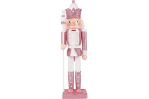 NOLITOY Christmas Nutcracker Wooden Ornament Collectible Statue Nutcracker King Figurine for Home Decor (Pink)
