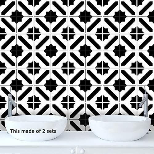 Aisence Valencia traditional style pattern tile stickers waterproof wall stickers Wall Art for Kitchen Room size 20CM (NO16)