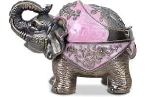 Gusnilo Elephant Ashtray with Lid Windproof Metal Ashtray Outdoor, Indoor Ashtray Ash Ashtray for Weed,Vintage Practical Decoration Ashtrays for Cigarettes Metal Gift for Men Women(Pink)
