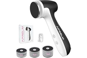 AprElm-E7 Rechargeable Electric Foot Callus Remover with 3-Sizes 120Pcs Sandpaper Discs, Professional 1000RPM 3-Speed Control Electric Foot File (Black)