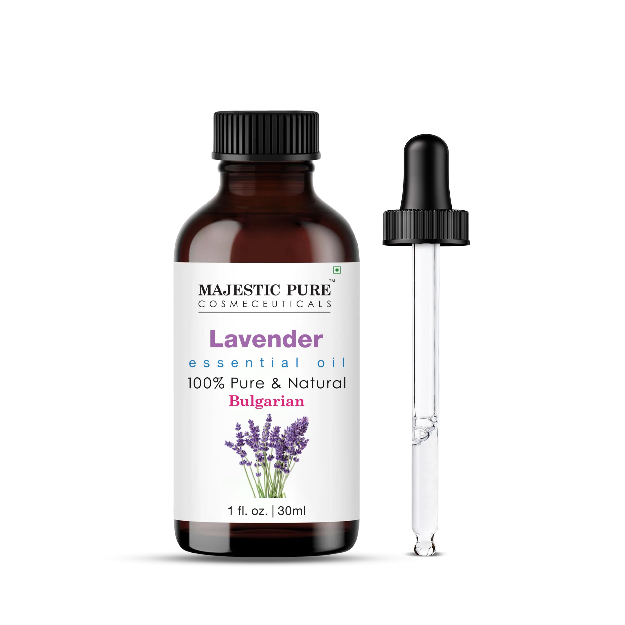 Majestic Pure Lavender Essential Oil with Glass