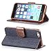 Fosmon CADDY-JEANS Leather Folio Wallet Stand Case for Apple iPhone 6/6s (4.7”) (Dark Blue)