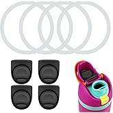 PEUTIER 4pcs Water Bottle Seal Circle & 4pcs Replacement Stopper, Silicone O Circle Lid Gasket Parts for Owala Free Sip 19oz 24oz 32oz 40oz, Cap Mouth Plug Gasket Accessories, BPA-Free