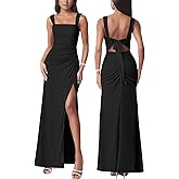 Women Sexy Mesh Tie Low Back Sleeveless Split Ruched Maxi Dress Party Cocktail Long Dress Wedding Guest Dresses