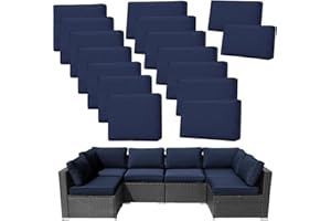 FKSLIFE 14Pieces Patio Cushion Covers Replacement Outdoor Couch Covers Splashproof UV-Resistant Furniture Cushion Sofa Slipcovers Set with Zippers,Cover Only 25.6x25.6x3.9inch