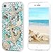 iPhone 6S Plus Case,iPhone 6 Plus Case (5.5 Inch) - Mavis's Diary 3D Handmade Blue Ocean Series Bling Diamonds Crystal Golden Anchor Starfish Shells Design [Full Edge Protection] Clear Hard PC Cover