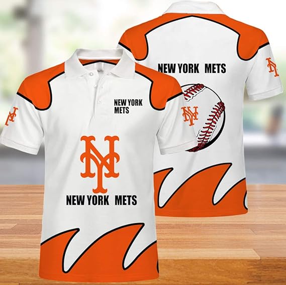 SryWj MLB New York Mets, Polo Shirt Summer Men's Casual Short Sleeves, 3D Printed Neutral 