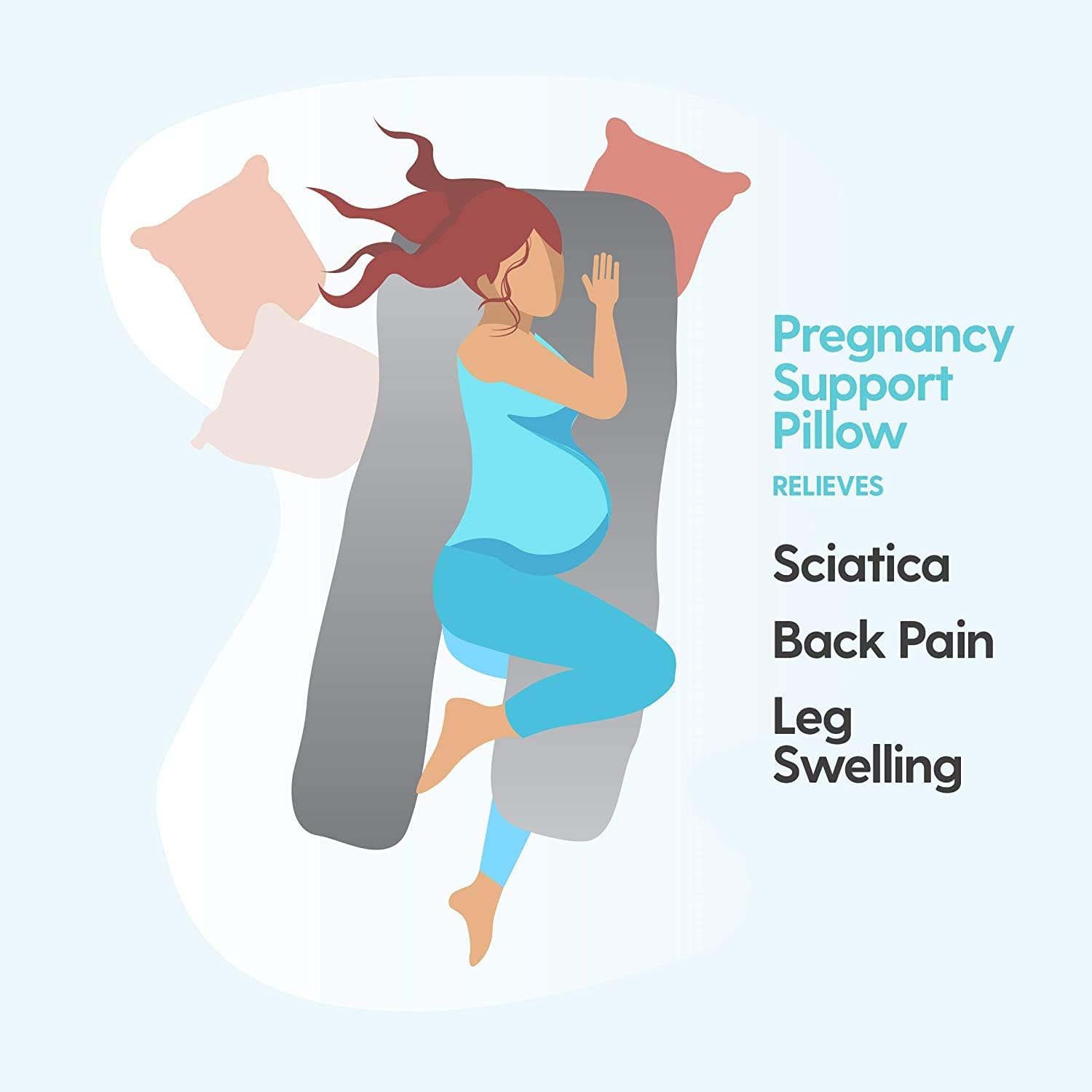 Milliard U Shaped Body Pillow Memory Foam Comfort for Sleeping, Elevating Legs, Supporting Back, Side, Front and Stomach Sleepers with Breathable, Relaxing Support. for Pregnancy and Maternity Use: Kitchen & Dining