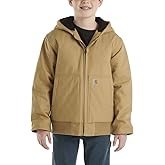 Carhartt Boys' Flannel-Lined Hooded Canvas Insulated Zip-Up Jacket