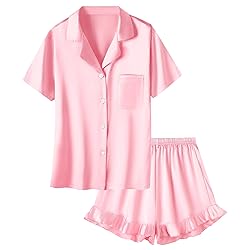 Umeyda Girls Satin Pajamas Set Button Down 2 Piece