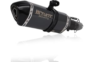 ISTUNT Motorcycle Slip on Half Exhaust System Muffler Pipe for Ninja250 Ninja300 Ninja 400 Z400 EX400 2018-2023 Full Gossy Black