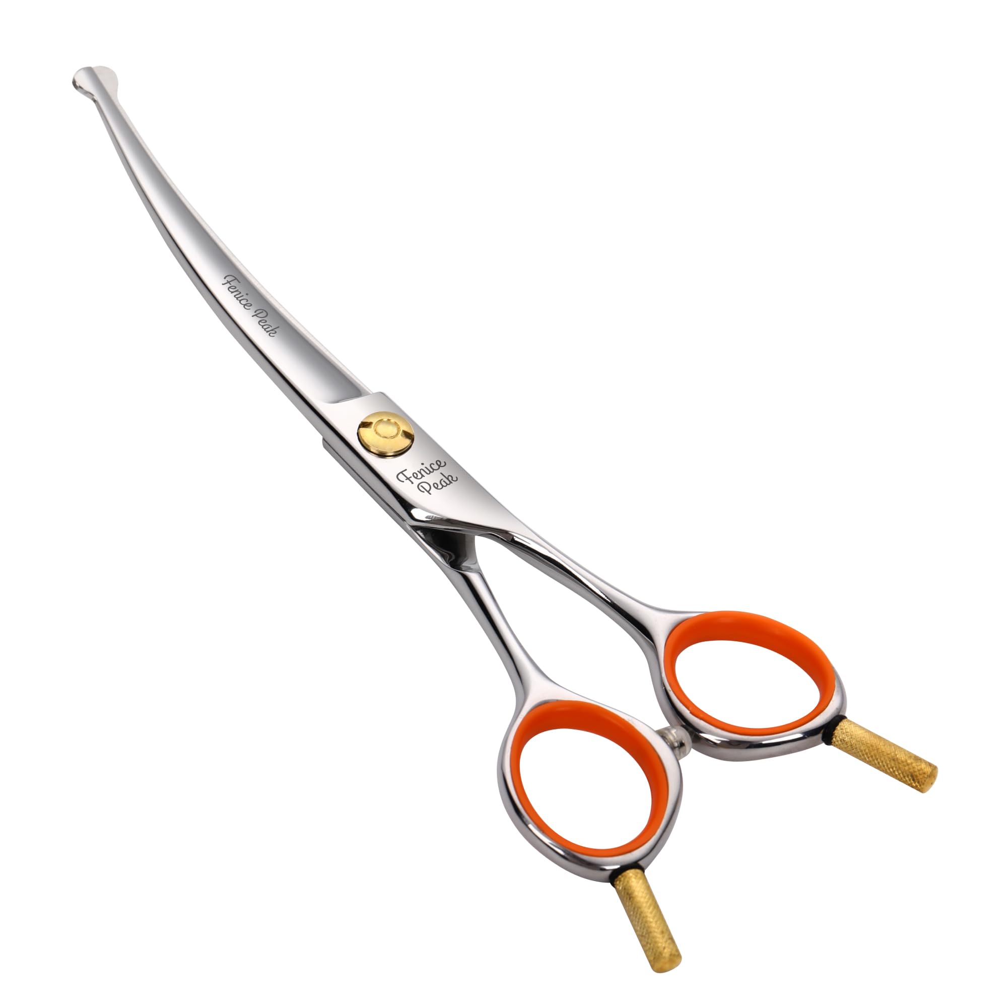 Photo 1 of Fenice Peak 5'' Small Curved Scissors Lightweight Dog Cat Grooming Scissors with Safety Round Tip JP440C Stainless Steel Sharp Blades for Body Facial Nose Ear and Paw Hair Easy Use