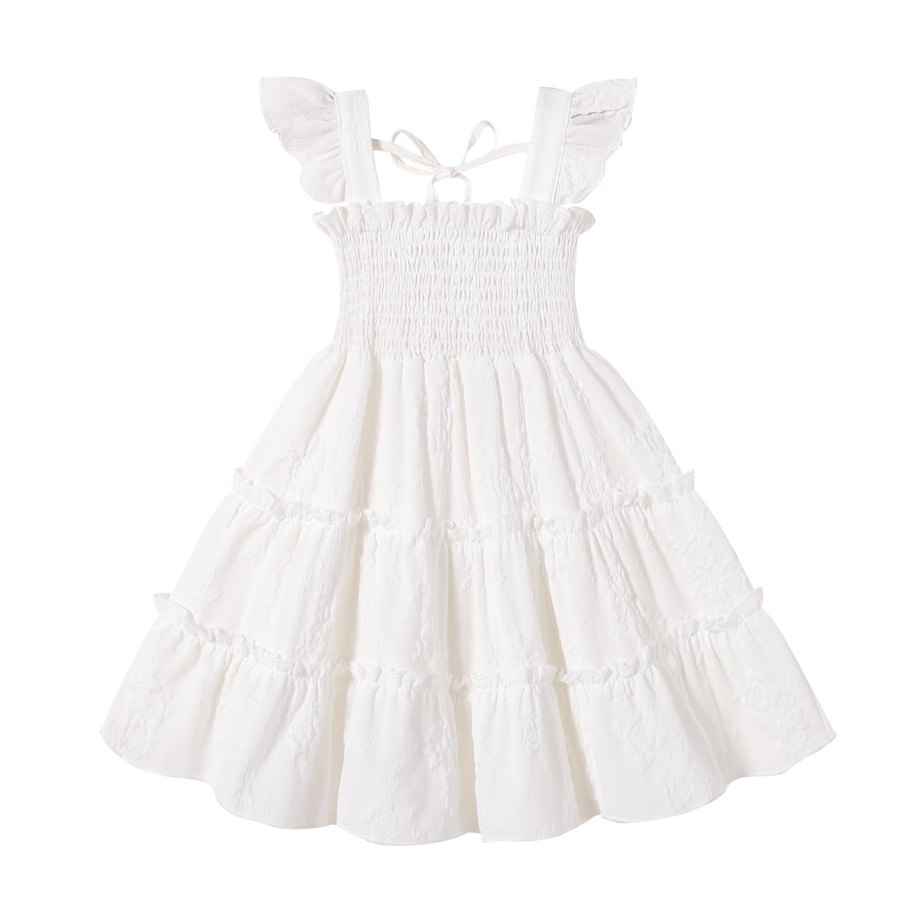 Photo 1 of YOUNGER TREE Toddler Girl Dress Kids Sleeveless Ruffle Dresses for Girls Summer Outfits Beach Sundress(Off White,4-5 T)