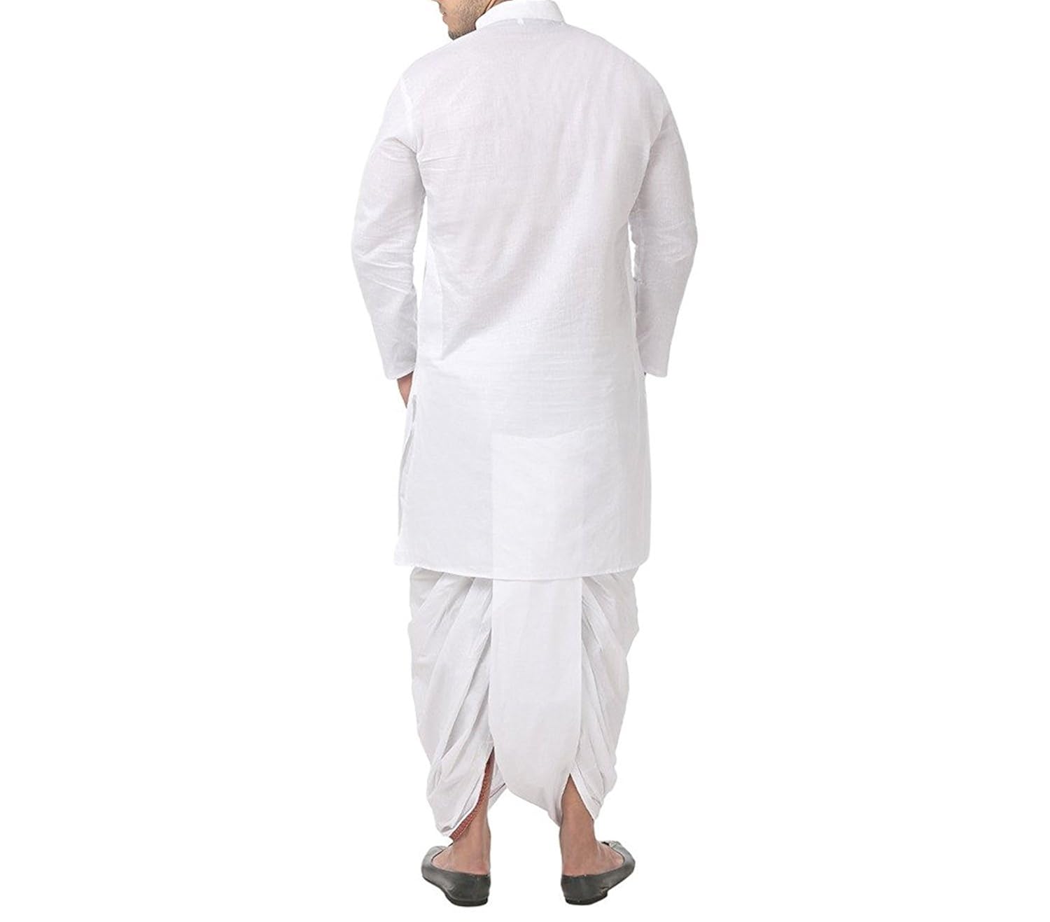 royal men's 100% cotton white kurta and dhoti set