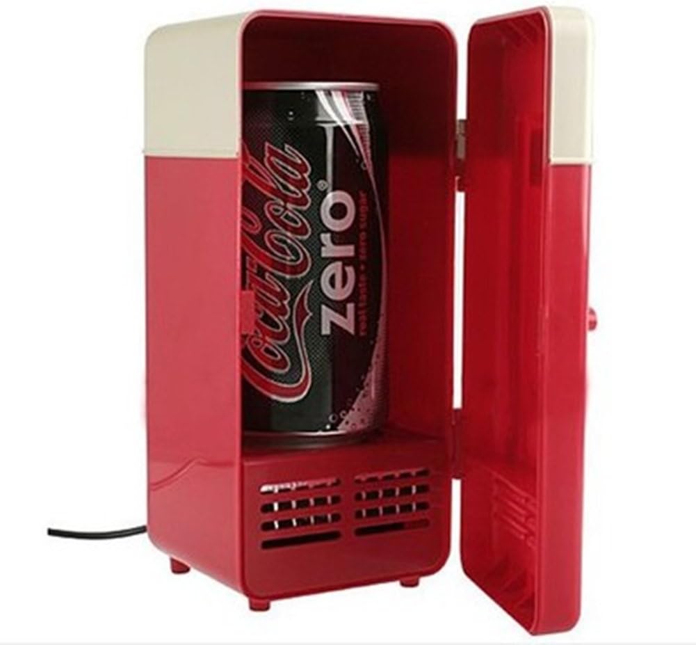 Warm and cold USB mini refrigerator, USB dual-use refrigerator, car, small office-specific refrigerator (red)