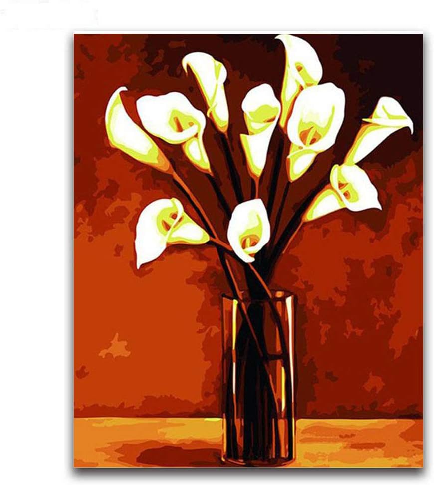 DIY Paint by Number Flowers Drawing on Canvas Coloring by